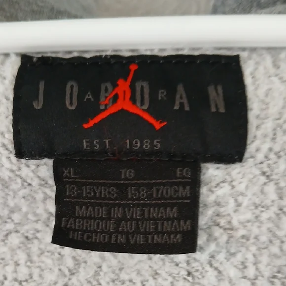 Jordan Black and Gray Zip-Up Hoodie Sweatshirt - Picture 2 of 4